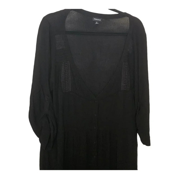 Torrid black Button Front Gauze Tab Sleeve Skater Dress size 2X - Picture 4 of 7